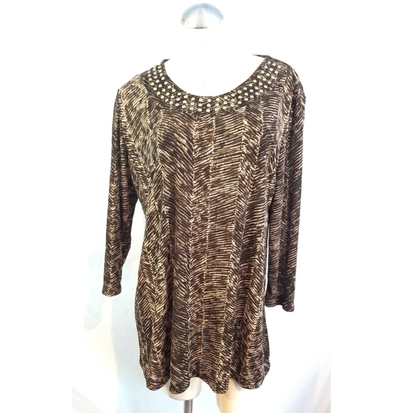 3/$25 Effortless Style by Citiknits Size L Top Embellished - Picture 1 of 8